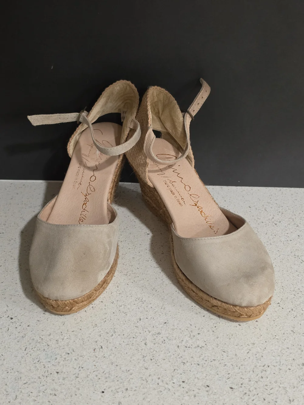 Women's Neutral Espadrille Wedge Sandals with Ankle Strap